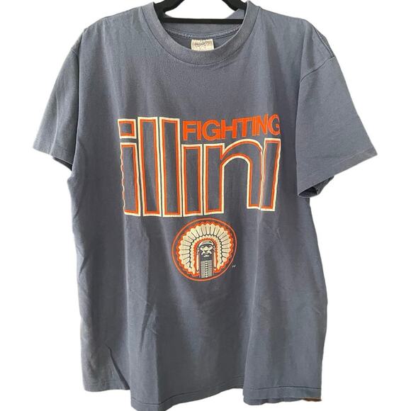 Vintage 90s University of Illinois Fighting Illini Single Stitch Shirt Adult XL - Picture 1 of 3